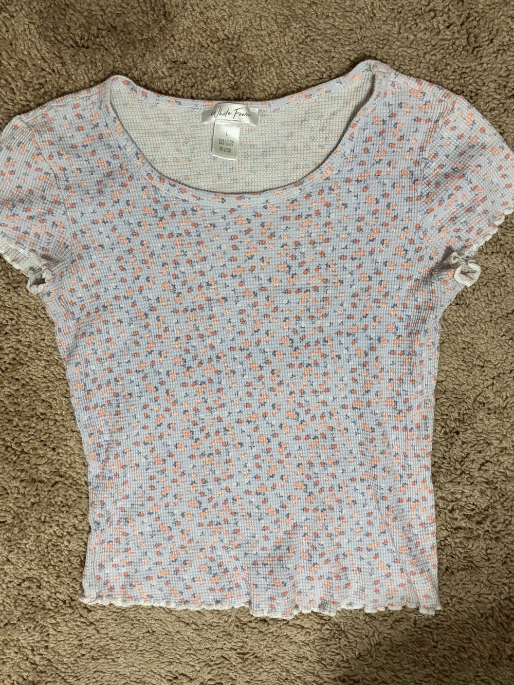 White Fawn girls L lavender floral top (451)